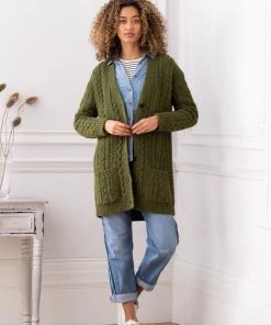 Celtic & Co. Green Cable Boyfriend Cardigan