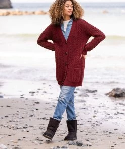 Celtic & Co. Celtic & Co Red Cable Boyfriend Cardigan