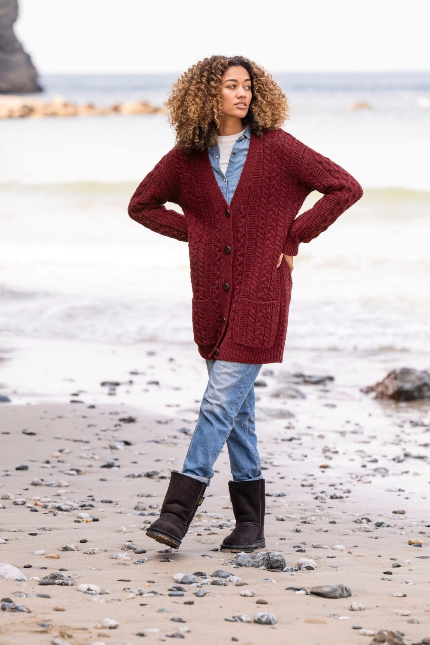 Celtic & Co. Celtic & Co Red Cable Boyfriend Cardigan 3 Celtic & Co. Celtic & Co Red Cable Boyfriend Cardigan