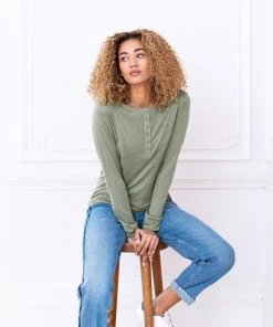 Celtic & Co. Celtic & Co Sage Green Linen Henley Top -Deals Celtic Store unnamed file 1043 scaled