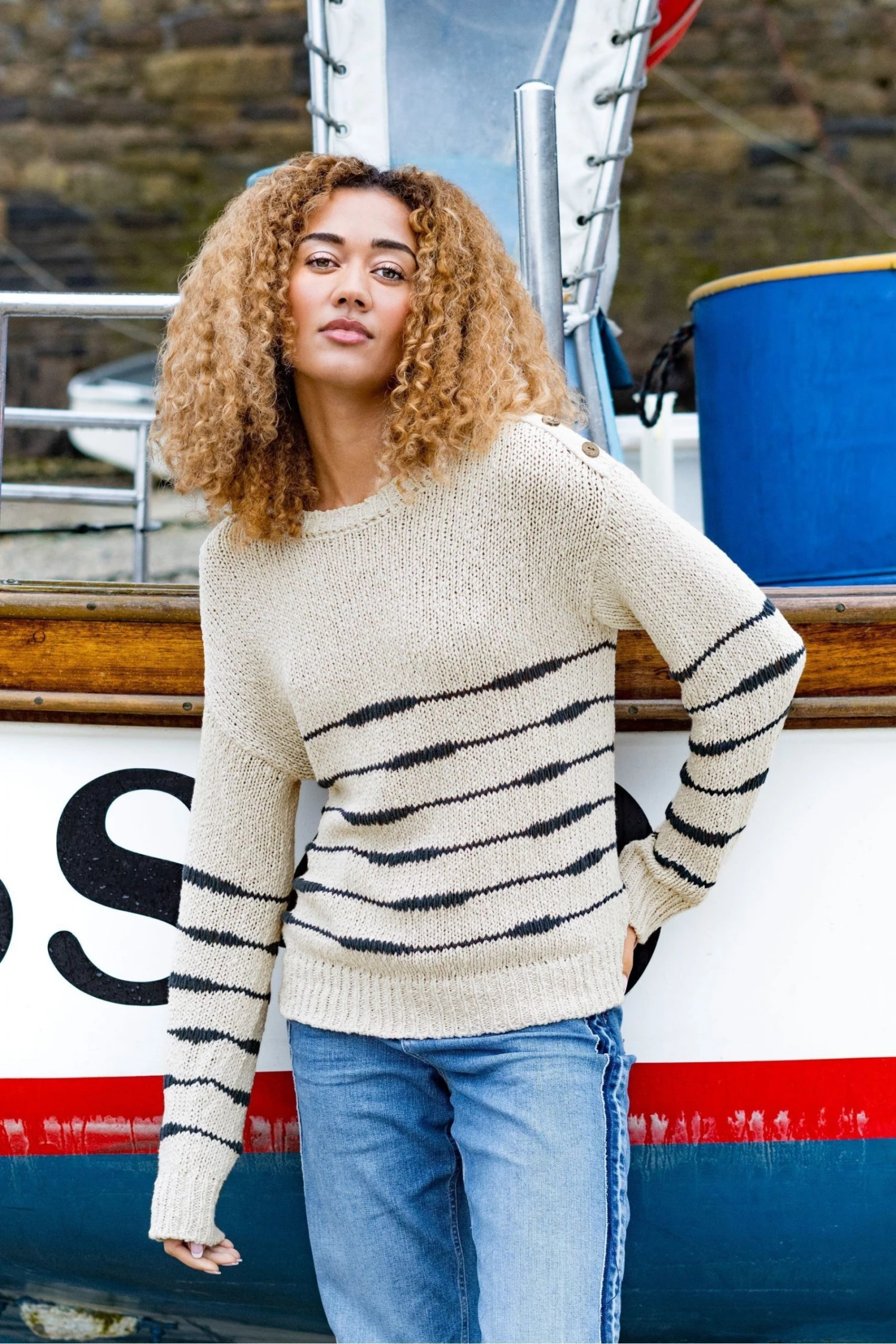 Celtic & Co. Celtic & Co Natural Drop Stitch Breton Jumper 4 Celtic & Co. Celtic & Co Natural Drop Stitch Breton Jumper - Image 2