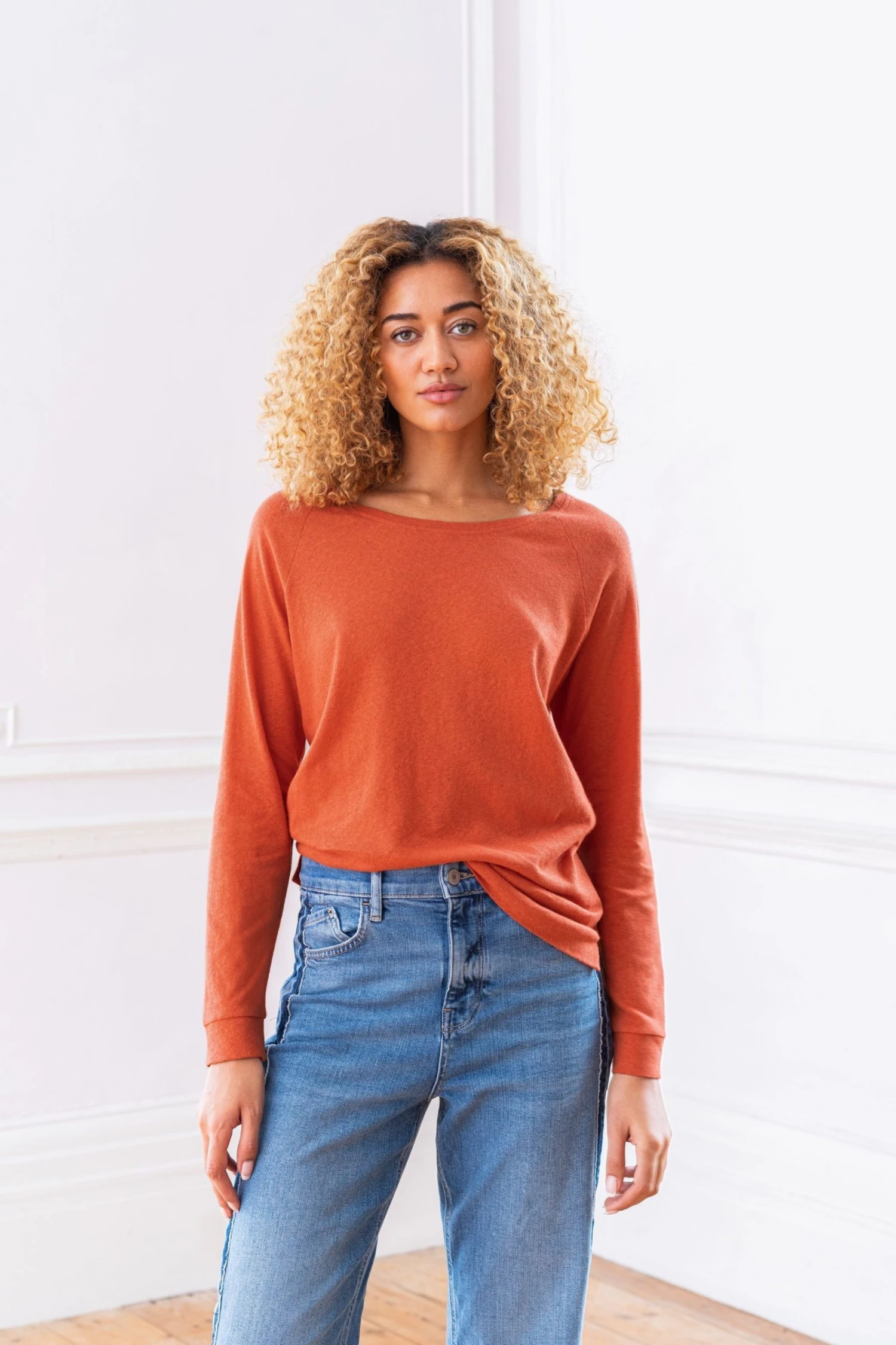 Celtic & Co. Orange Linen/Cotton Sweatshirt 3 Celtic & Co. Orange Linen/Cotton Sweatshirt