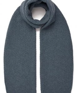 Celtic & Co. Blue Lambswool Moss Stitch Scarf