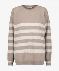 Celtic & Co. Celtic & Co Cream Stripe Placement Crew Neck Jumper -Deals Celtic Store unnamed file 129