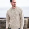 Celtic & Co. Celtic & Co Natural Men'S Cable Crew Neck Jumper -Deals Celtic Store unnamed file 179 scaled