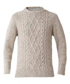 Celtic & Co. Celtic & Co Natural Men'S Cable Crew Neck Jumper -Deals Celtic Store unnamed file 182