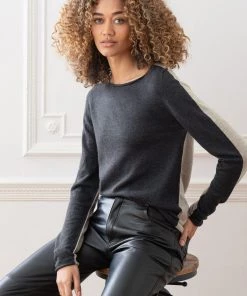 Celtic & Co. Celtic & Co Grey Fine Knit Merino Crew Neck Jumper