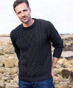 Celtic & Co. Blue Cable Crew Neck Jumper