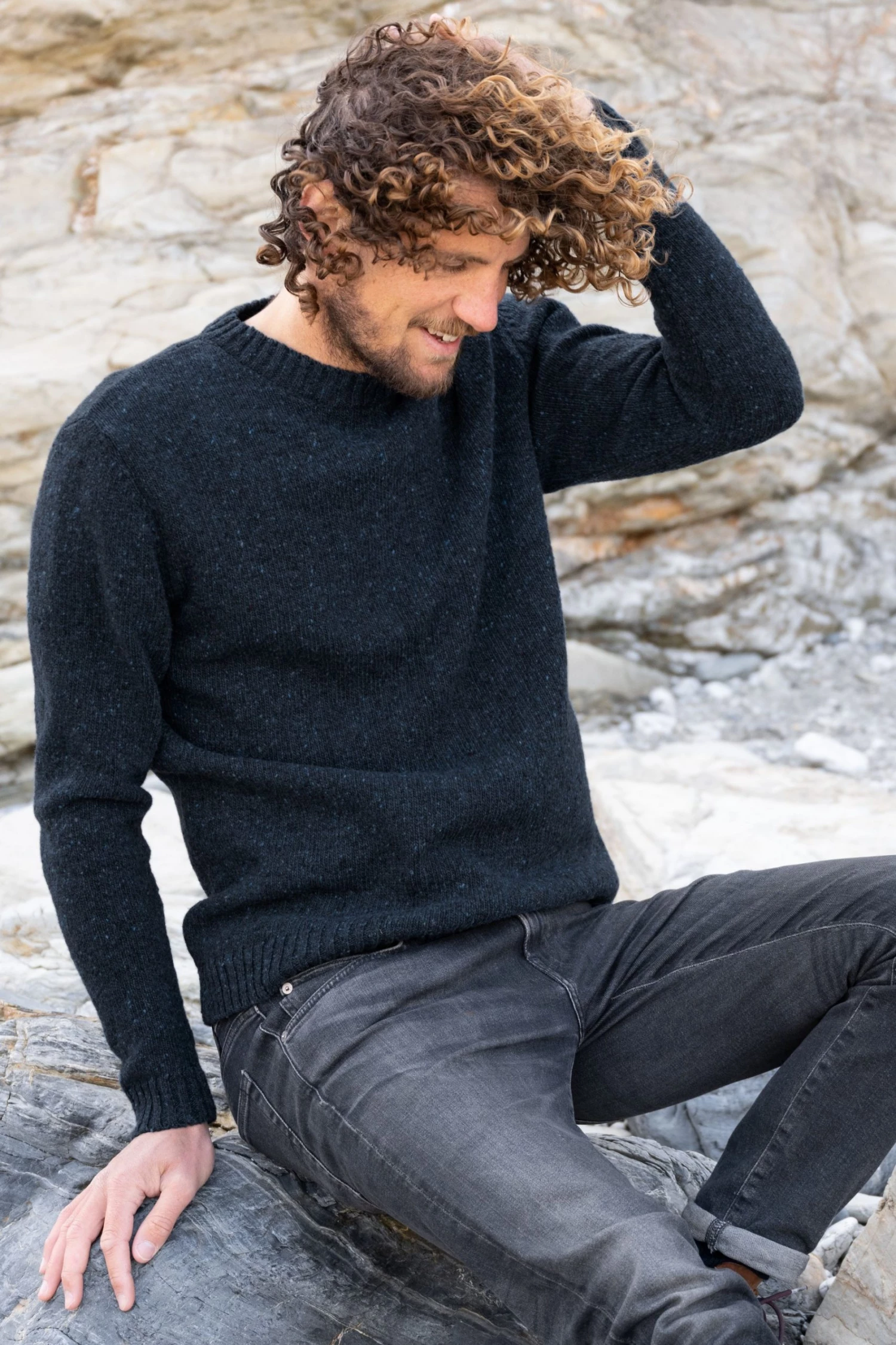 Celtic & Co. Celtic & Co Blue Men'S Donegal Crew Neck Jumper 4 Celtic & Co. Celtic & Co Blue Men'S Donegal Crew Neck Jumper - Image 2