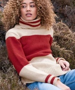 Celtic & Co. Red Alpine Easy Slouch Roll Neck Jumper