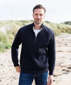 Celtic & Co. Blue Ribbed Half Zip Jumper