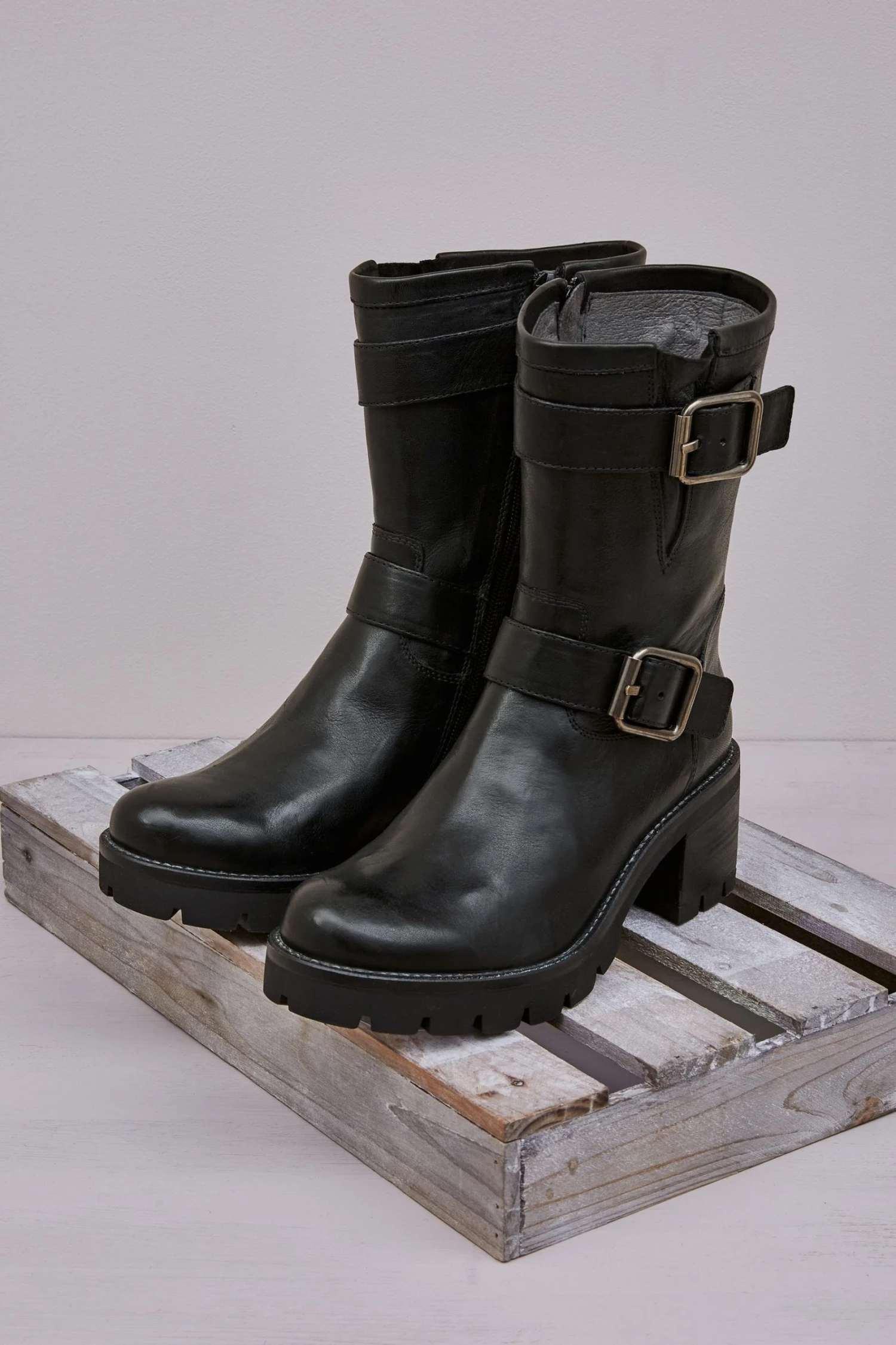 Celtic & Co. Black Block Heel Biker Boots 7 Celtic & Co. Black Block Heel Biker Boots - Image 5
