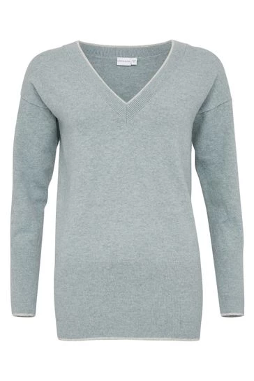 Celtic & Co. Blue Skylight And Fossil Tipped Supersoft V Jumper 6 Celtic & Co. Blue Skylight And Fossil Tipped Supersoft V Jumper - Image 4