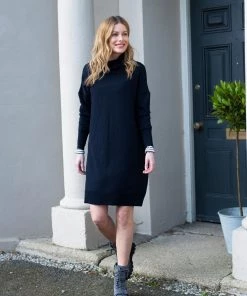 Celtic & Co. Blue Slouchy Fine Knit Roll Neck Dress