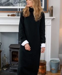 Celtic & Co. Celtic & Co Black Supersoft Midi Roll Neck Dress