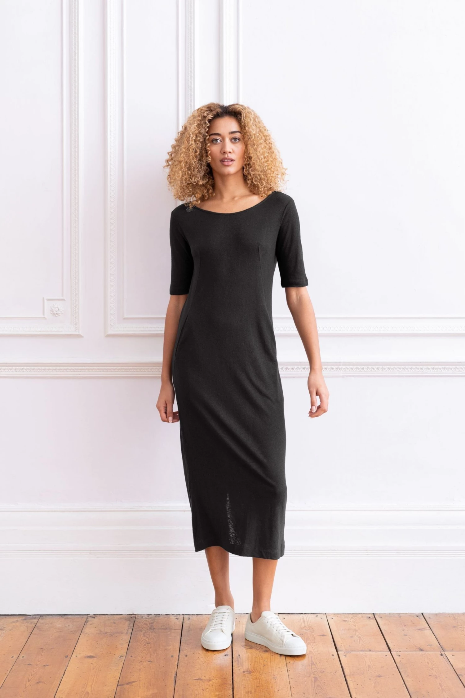 Celtic & Co. Black Linen/Cotton Button Back Dress 4 Celtic & Co. Black Linen/Cotton Button Back Dress - Image 2