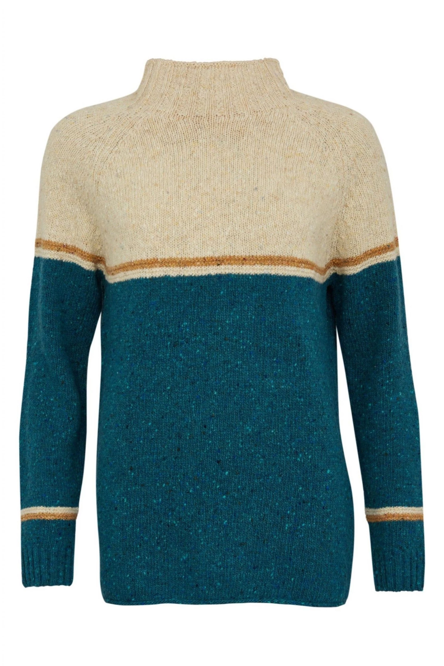 Celtic & Co. Celtic & Co Blue Colourblock Flecked Funnel Neck Jumper 5 Celtic & Co. Celtic & Co Blue Colourblock Flecked Funnel Neck Jumper - Image 3