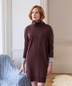 Celtic & Co. Purple Slouchy Fine Knit Roll Neck Dress