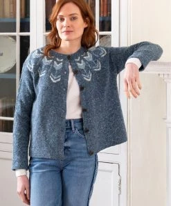 Celtic & Co. Blue Donegal Fair Isle Pattern Cardigan