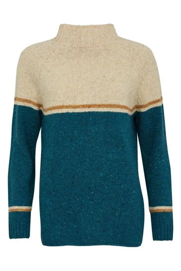 Celtic & Co. Celtic & Co Blue Colourblock Flecked Funnel Neck Jumper 8 Celtic & Co. Celtic & Co Blue Colourblock Flecked Funnel Neck Jumper - Image 6
