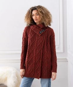 Celtic & Co. Red Donegal Buckle Detail Cardigan