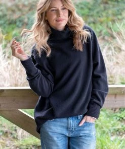 Celtic & Co. Womens Blue Geelong Slouch Roll Neck Jumper