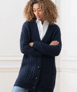 Celtic & Co. Celtic & Co Blue Cable Boyfriend Cardigan