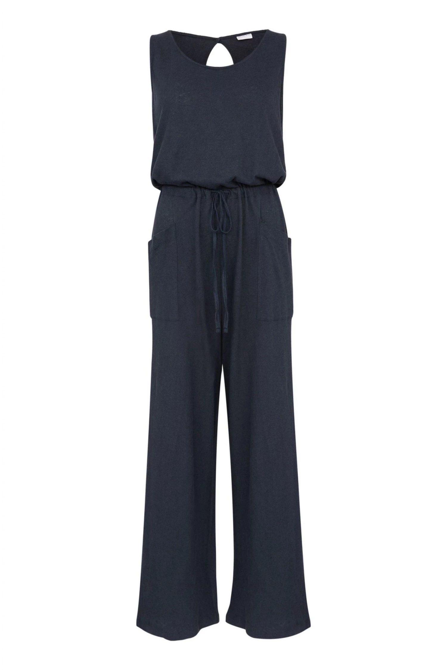 Celtic & Co. Navy Blue Linen And Cotton Sleeveless Jumpsuit 4 Celtic & Co. Navy Blue Linen And Cotton Sleeveless Jumpsuit - Image 2