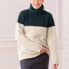Celtic & Co. Blue Colourblock Roll Neck Jumper