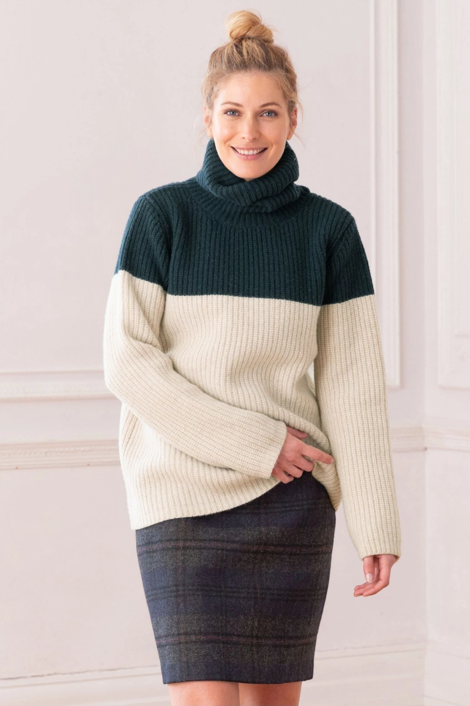 Celtic & Co. Blue Colourblock Roll Neck Jumper 3 Celtic & Co. Blue Colourblock Roll Neck Jumper