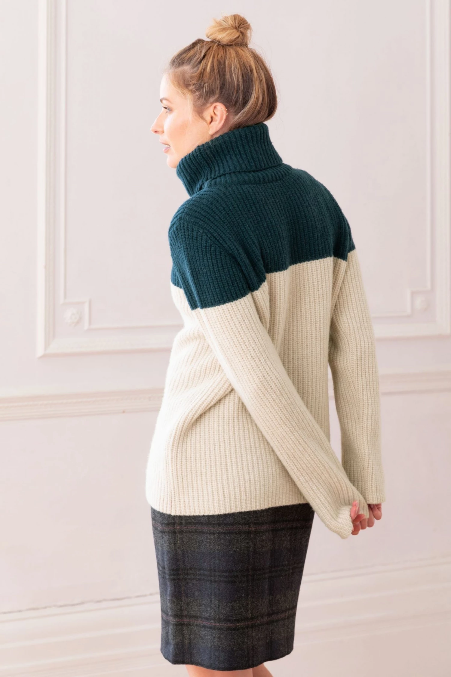 Celtic & Co. Blue Colourblock Roll Neck Jumper 4 Celtic & Co. Blue Colourblock Roll Neck Jumper - Image 2