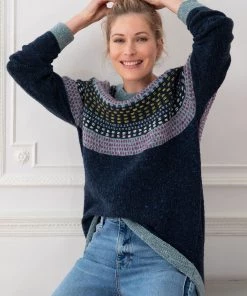 Celtic & Co. Celtic & Co Blue Float Stitch Yoke Donegal Jumper