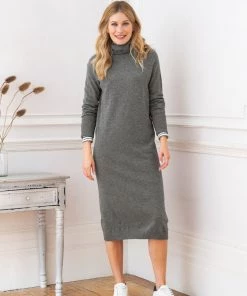 Celtic & Co. Grey Supersoft Midi Roll Neck Dress