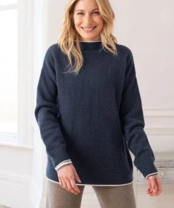 Celtic & Co. Blue Felted Funnel Neck Jumper