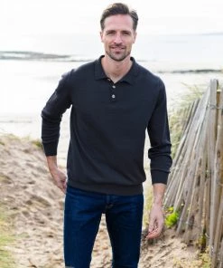 Celtic & Co. Mens Blue Fine Knit Polo Jumper