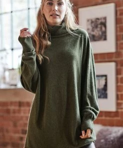 Celtic & Co. Green Geelong Slouch Roll Neck Jumper