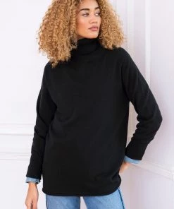 Deals Celtic Store 12 Celtic & Co. Womens Black Geelong Slouch Roll Neck Jumper