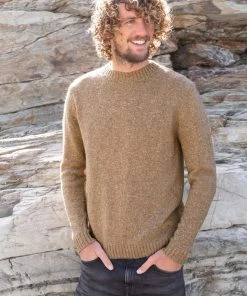 Celtic & Co. Celtic & Co Mens Camel Brown Donegal Crew Neck Jumper