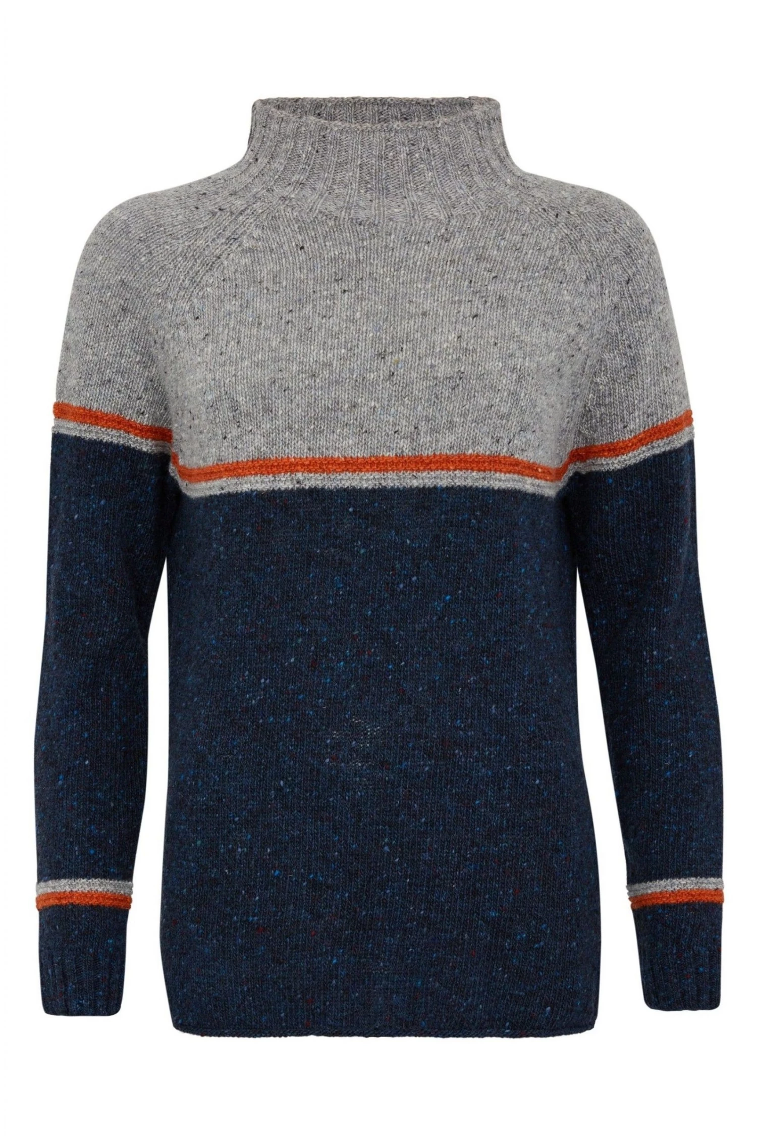 Celtic & Co. Navy Colourblock Flecked Funnel Neck Jumper 4 Celtic & Co. Navy Colourblock Flecked Funnel Neck Jumper - Image 2