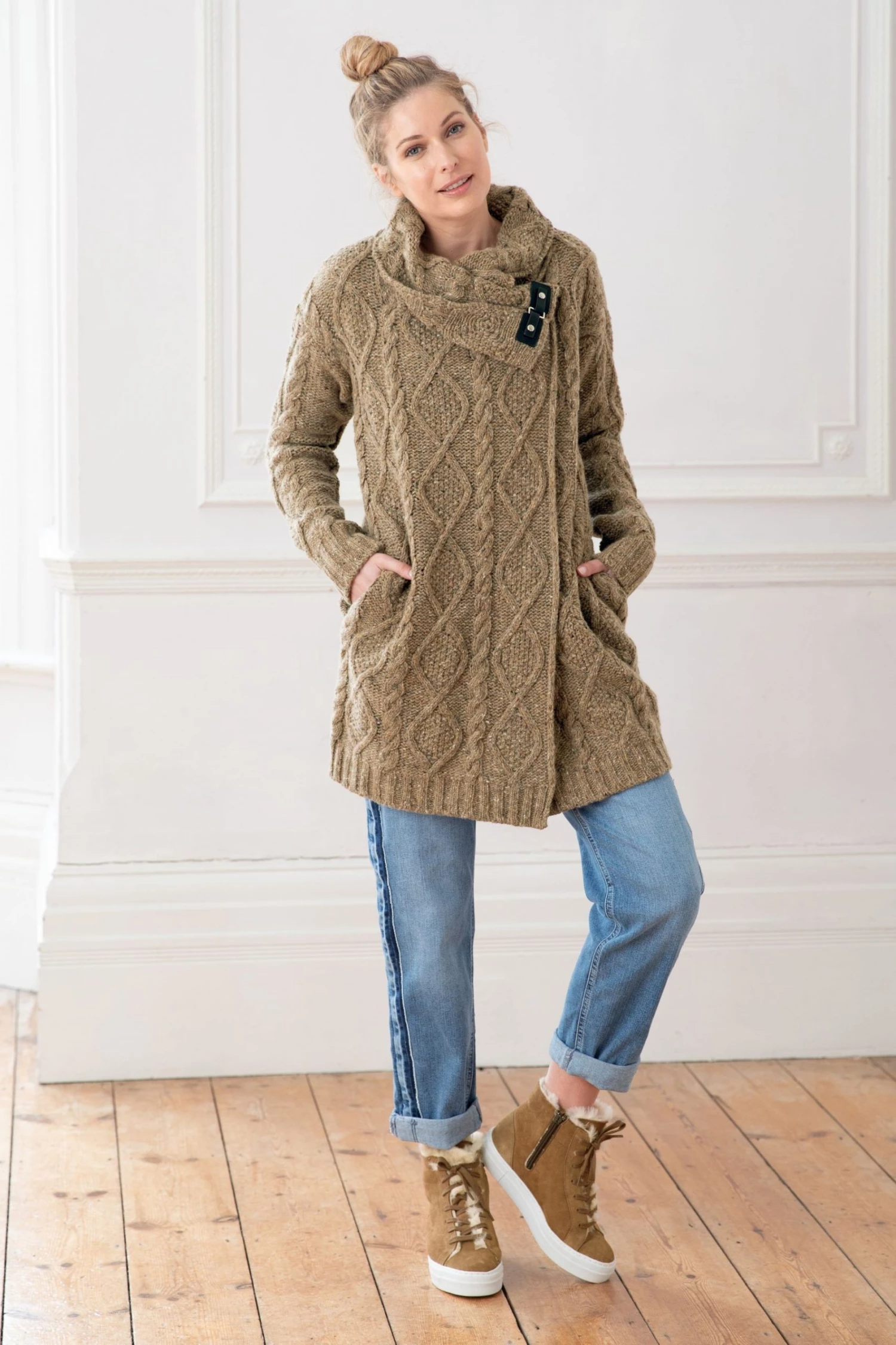 Celtic & Co. Brown Buckle Detail Coatigan 4 Celtic & Co. Brown Buckle Detail Coatigan - Image 2