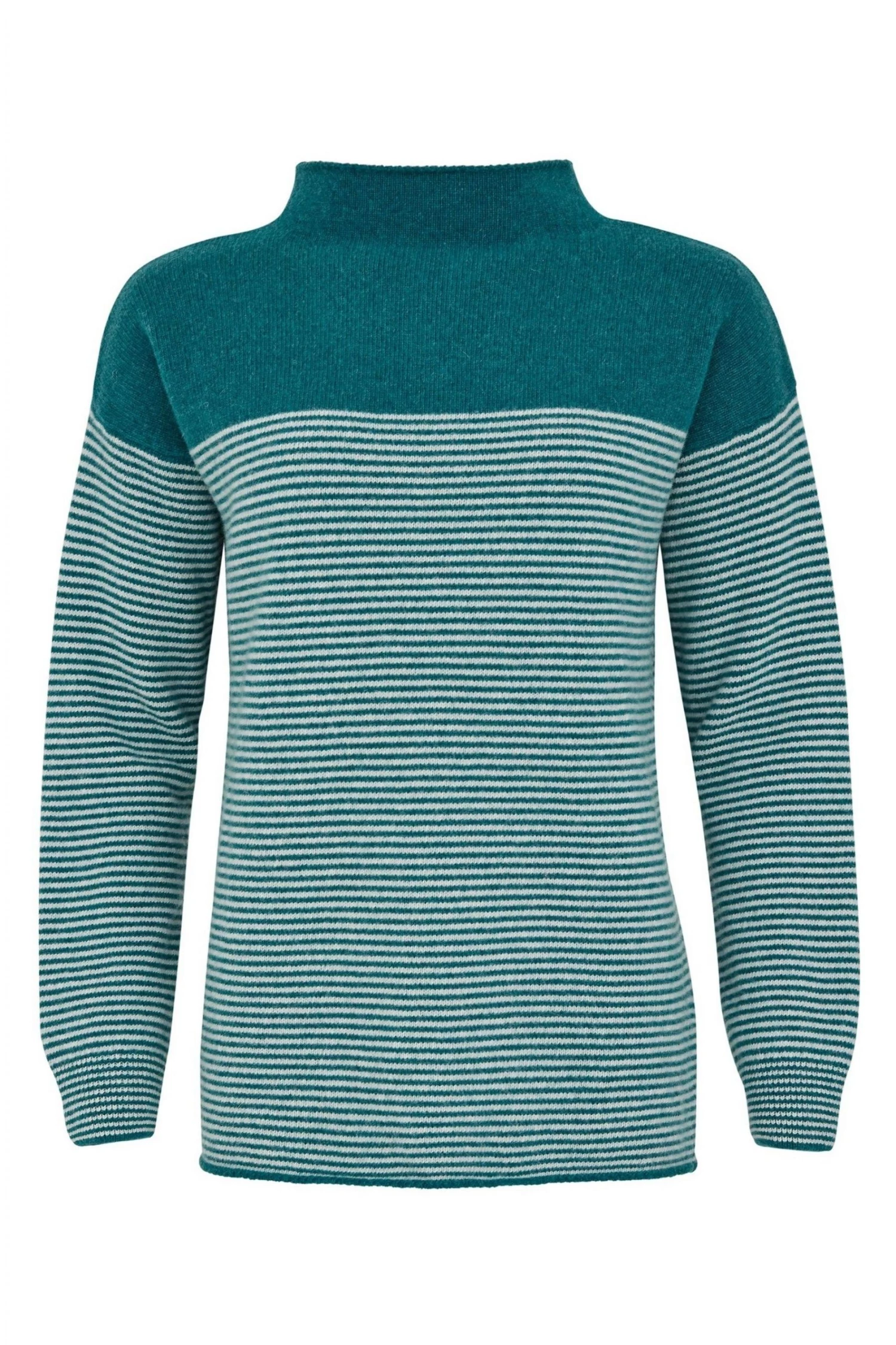 Celtic & Co. Celtic & Co Blue Icelandic Stripe Felted Funnel Neck Jumper 5 Celtic & Co. Celtic & Co Blue Icelandic Stripe Felted Funnel Neck Jumper - Image 3