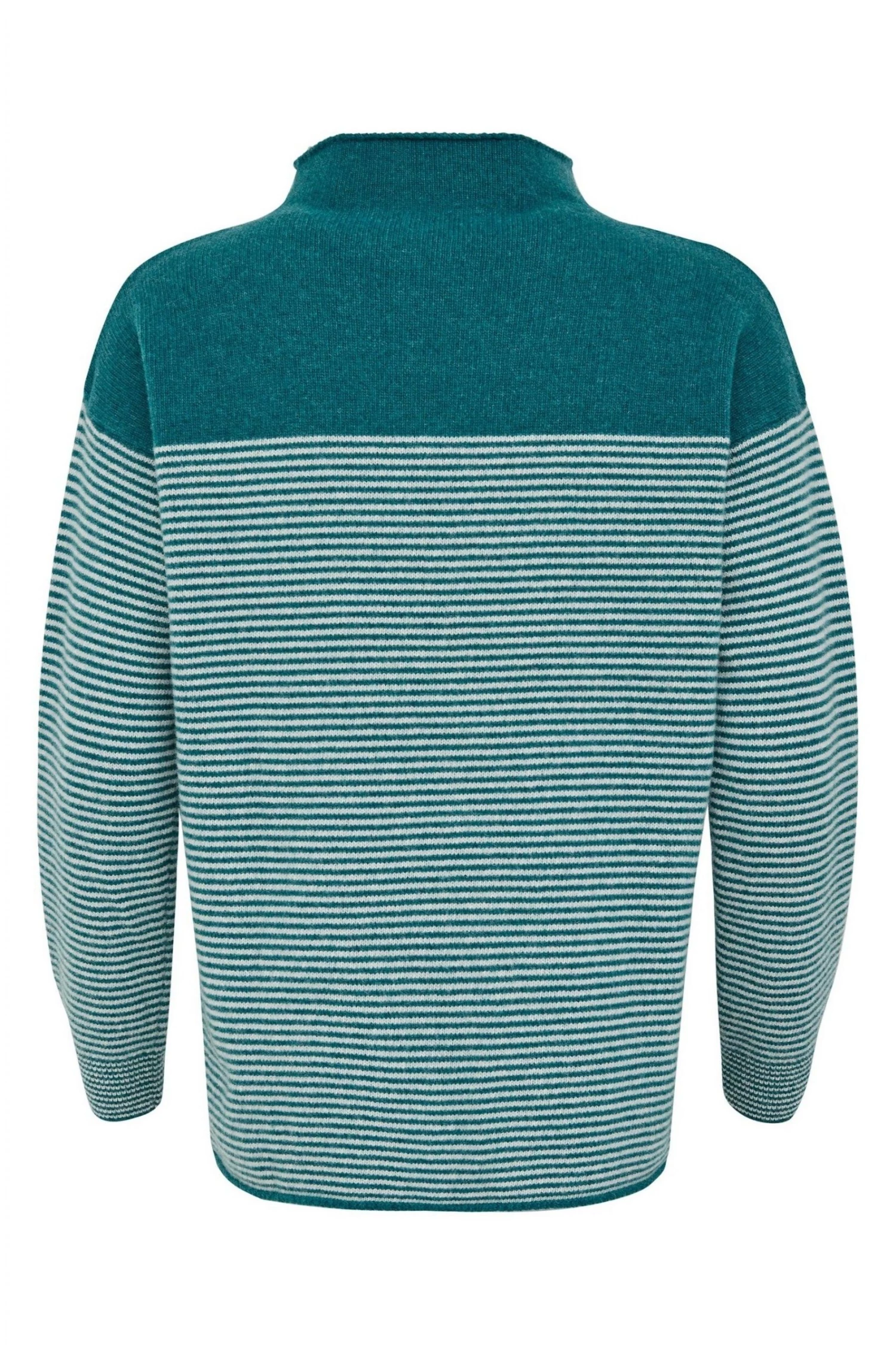 Celtic & Co. Celtic & Co Blue Icelandic Stripe Felted Funnel Neck Jumper 6 Celtic & Co. Celtic & Co Blue Icelandic Stripe Felted Funnel Neck Jumper - Image 4