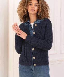 Celtic & Co. Womens Blue The Shetland Cardigan